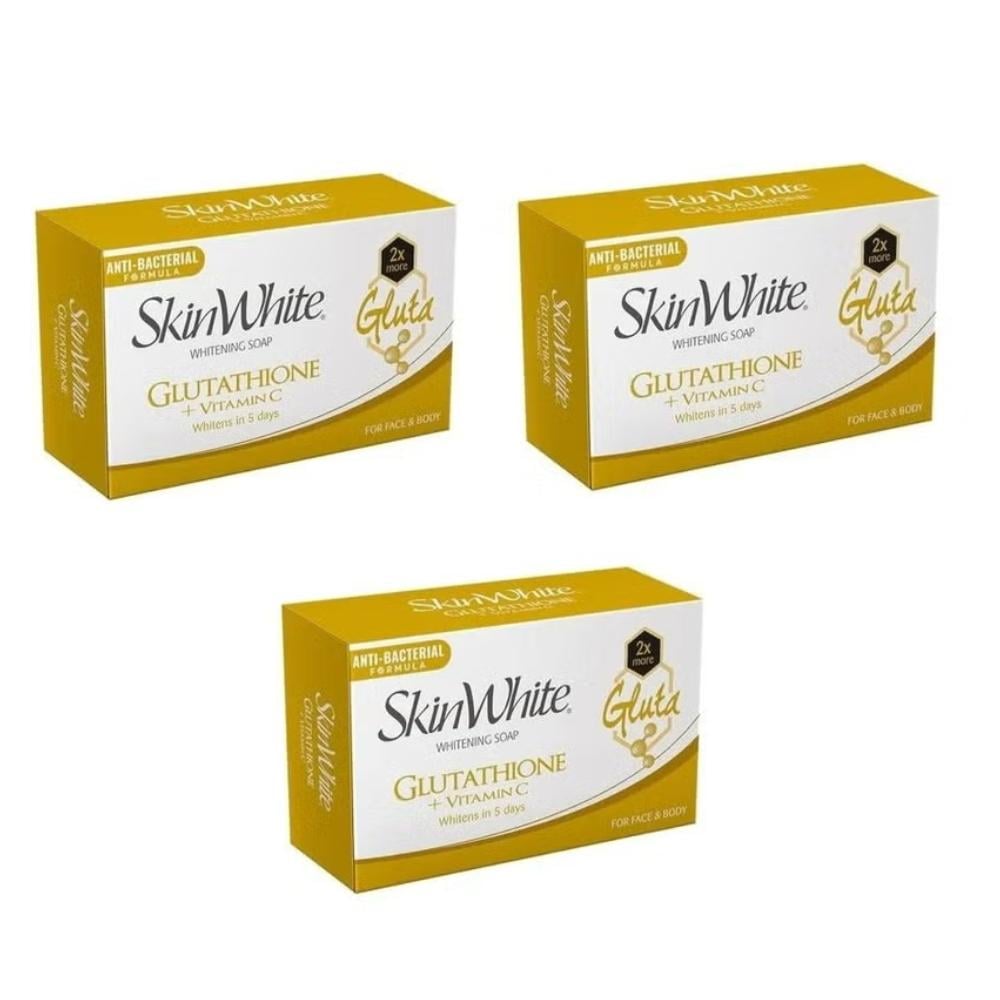 صابون glutathione صابون تفتيح البشره بالجلوتاثيون+فيتامين سى 1*2 من سكين وايت - 2+1 90 جم - Original Product | Shop Now at Solara