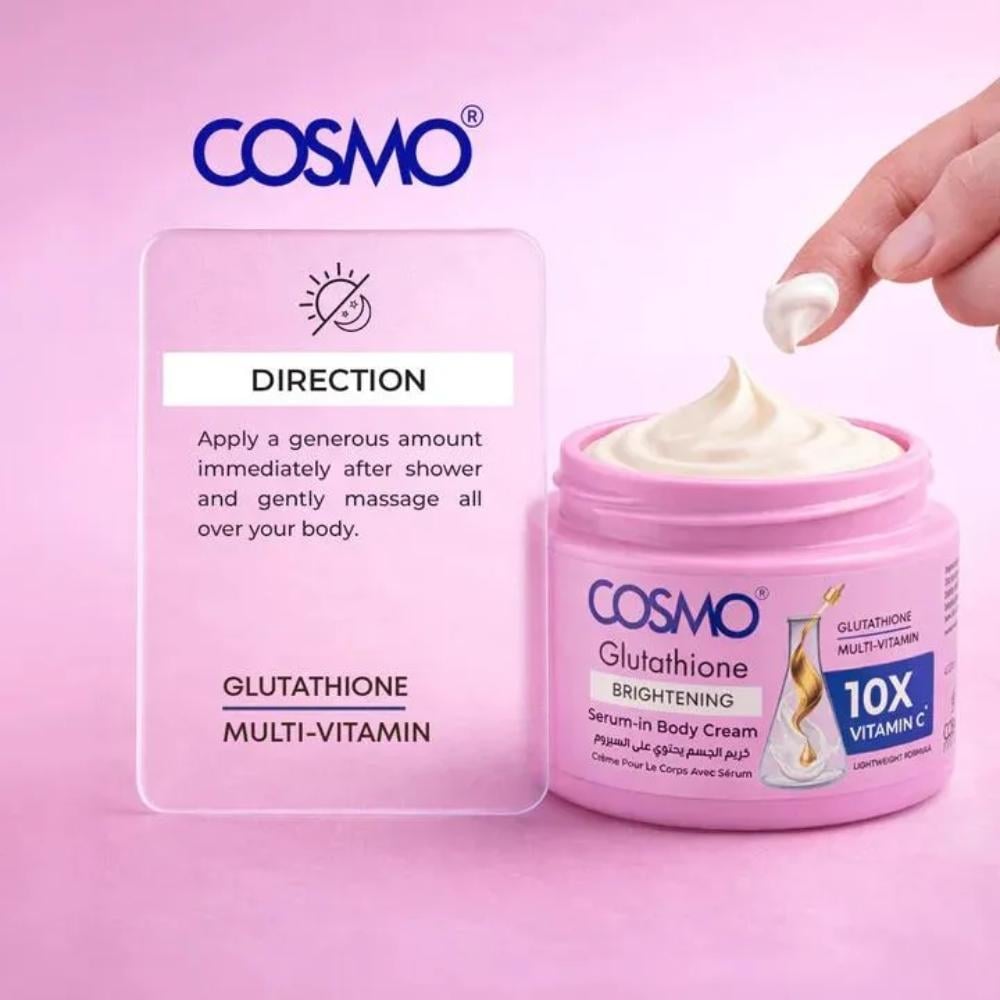 كريم جسم تفتيح متعدد الفيتامينات بالجلوتاثيون من كوزمو - 400 مل - Original Product | Shop Now at Solara