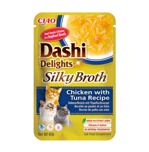 اينابا داشي ديلايتس طعام رطب للقطط بنكهة الدجاج والتونة المرق 40غ