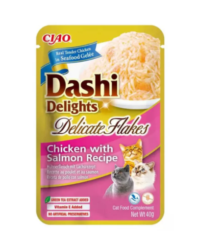 اينابا داشي ديلايتس طعام رطب تكميلي للقطط شرائح بنكهة الدجاج والسالمون 40غ