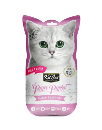 كت كات مكافأة للقطط بالسالمون وحليب الماعز 5x15g