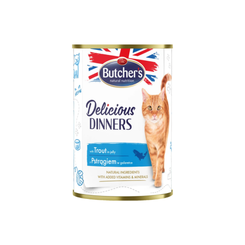 بوتشرز العشاء اللذيذ قطع سمك السالمون في جيلي طعام رطب للقطط 400 جرام