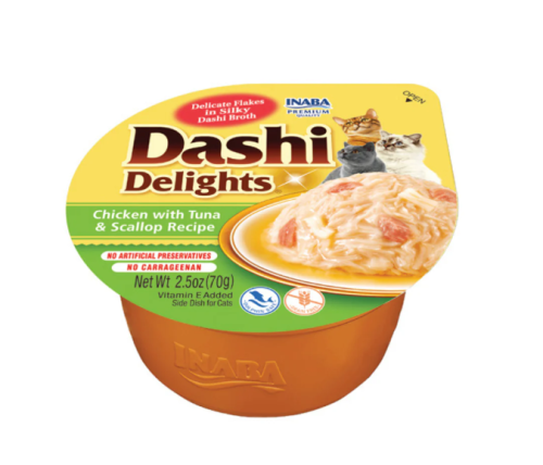 اينابا داشي ديلايتس طعام رطب للقطط بنكهة الدجاج والتونة مع السكالوب 70غ