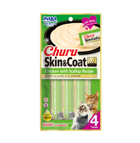 تشورو للعناية بالجلد والمعطف دجاج مع اسكالوب مكافئات القطط  4 × 14 جرام