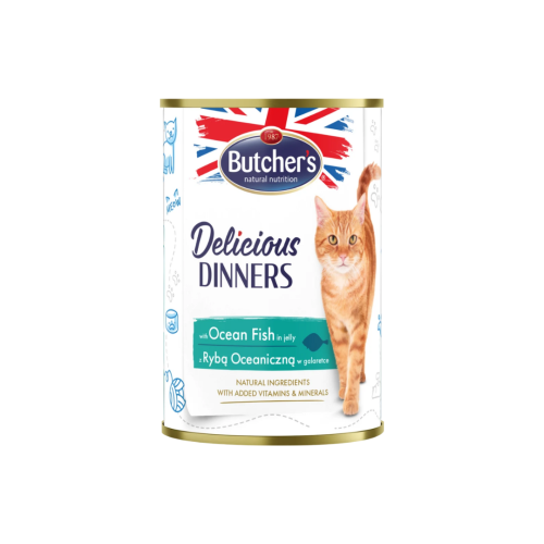 بوتشرز العشاء اللذيذ قطع سمك البحر في جيلي طعام رطب للقطط 400g