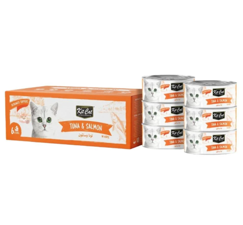 كت كات علب متعددة اقتصادية للقطط بالتونا والسالمون 6x50g