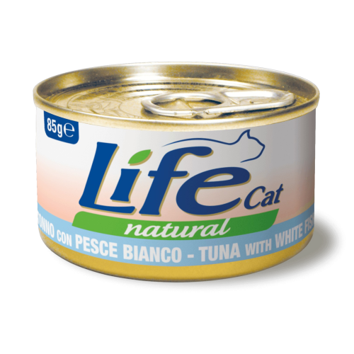 لايف كات اكل قطط رطب بالتونة والسمك الابيض 85g