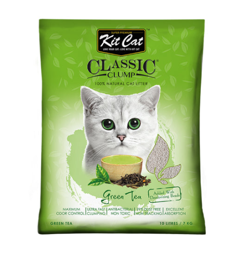 كت كات رمل كلاسيك للقطط برائحة الشاي الاخضر 10 لتر