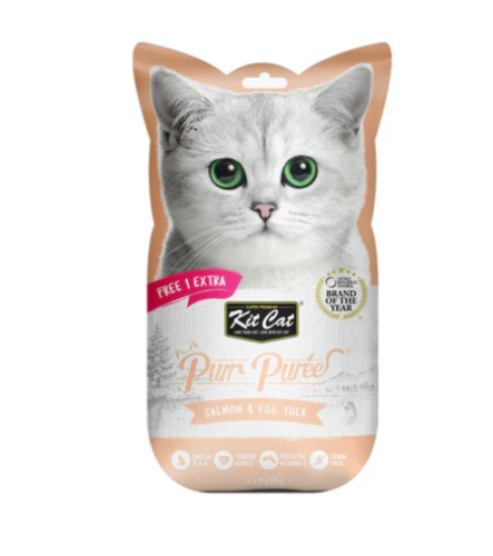 كت كات مكافأة للقطط بالسالمون وصفار البيض 5x15g