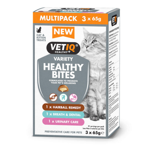 فيت اي كيو هيلثي بايتس مجموعه من مكملات صحية للعناية بالكتين والقطط 3×65 جرم