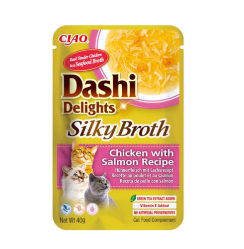 اينابا داشي ديلايتس طعام رطب للقطط بنكهة الدجاج والسالمون المرق 40غ