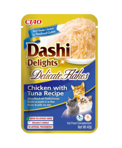 اينابا داشي ديلايتس طعام رطب تكميلي للقطط شرائح بنكهة الدجاج والتونة 40غ