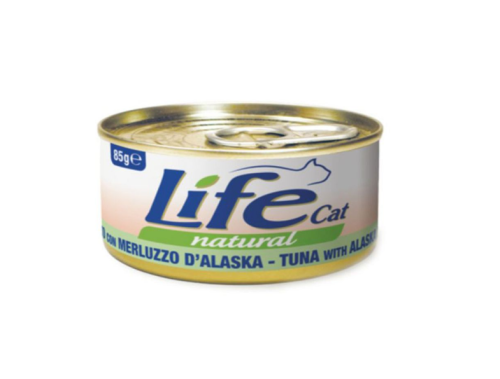 لايف كات طعام رطب للقطط بالتونة المعلبة مع بولوك ألاسكا 85 جرام