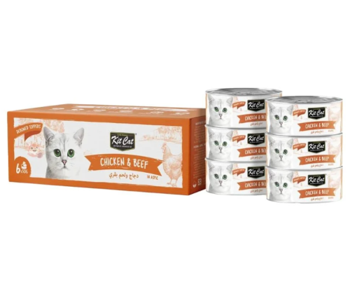 كت كات علب متعددة اقتصادية للقطط بالدجاج واللحم البقري 6x50g