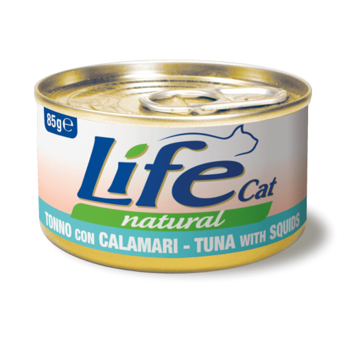 لايف كات اكل قطط رطب بالتونة والحبار 85g