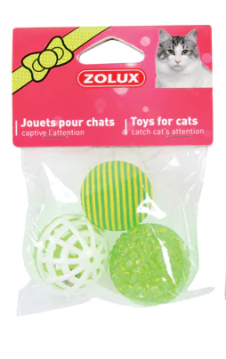 زولكس 3 كرات خضراء متنوعة للقطط