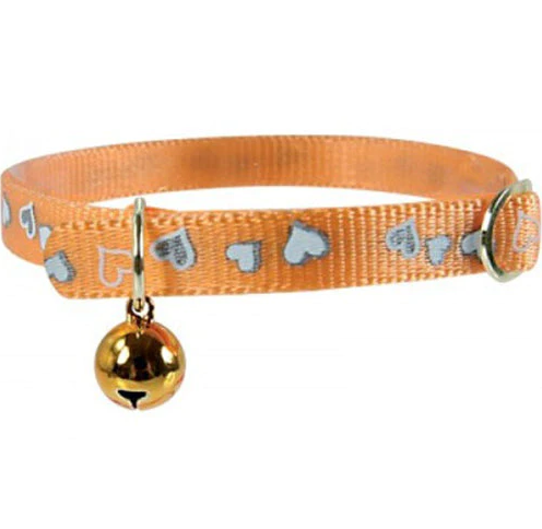 زولكس طوق قطط القلوب العاكسة 30سم/10 ملم - برتقالي