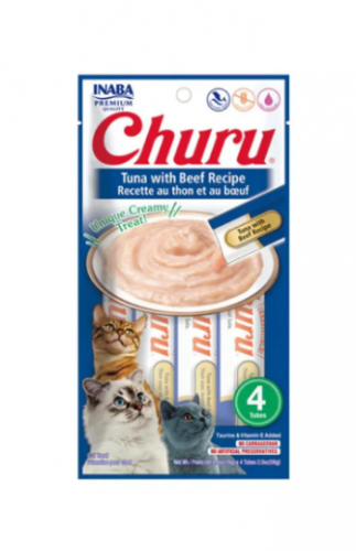 اينابا مكافئات للقطط تشورو تونا مع اللحم البقري  4*14غ