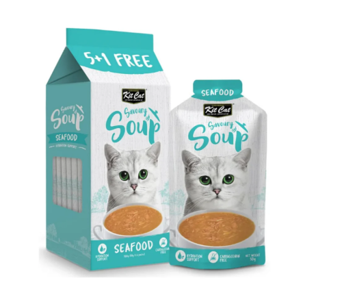 كت كات طعام رطب شوربة الماكولات البحرية للقطط  5+1 اظرف * 50 مل