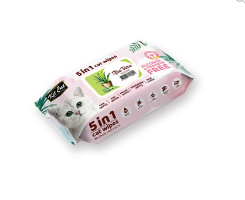 كت كات مناديل معطرة للقطط 5 في 1 برائحة الصبار 80 منديل