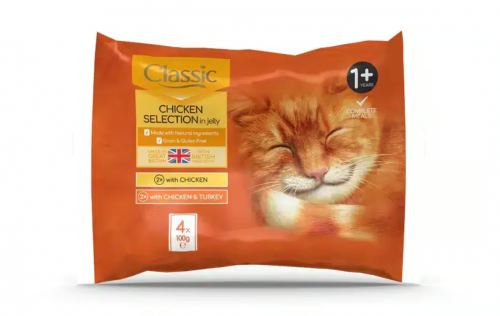 بوتشرز وجبة كاملة طعام رطب للقطط 2 بطعم الدجاج + 2 بطعم الدجاج والديك الرومي بالجلي - 4×100g