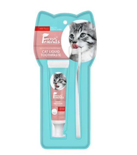 فريش فريند فرشاة + معجون للعناية بالاسنان للقطط  45g
