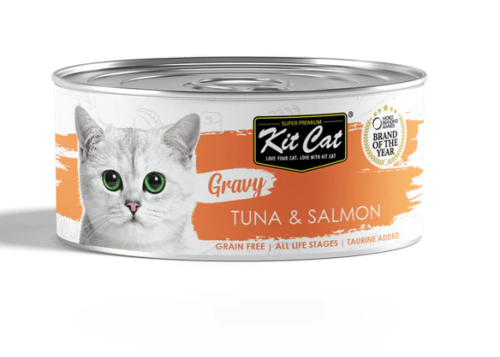 كت كات أكل رطب للقطط مرق التونا و السلمون 70g