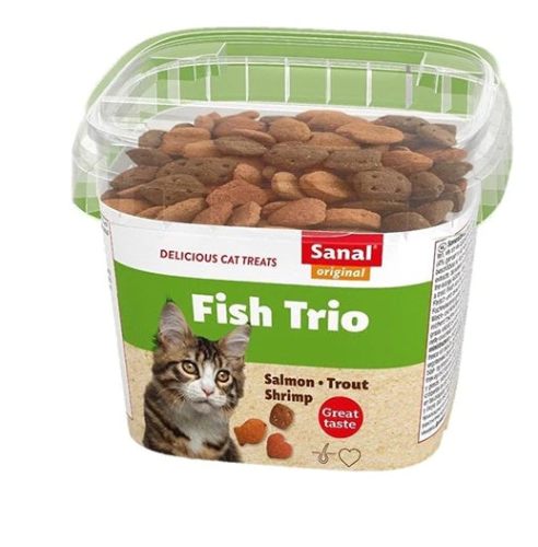 سنال فيش تريو مكافأة للقطط بطعم السالمون و الجمبري 75g