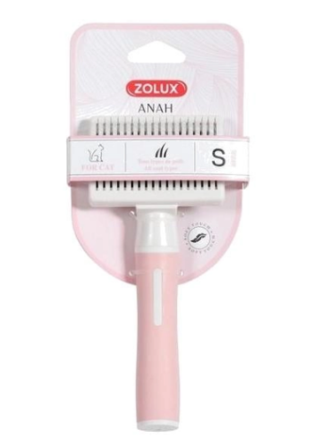 زولكس مشط كبس للقطط مناسب لجميع انواع الفراء لون زهري