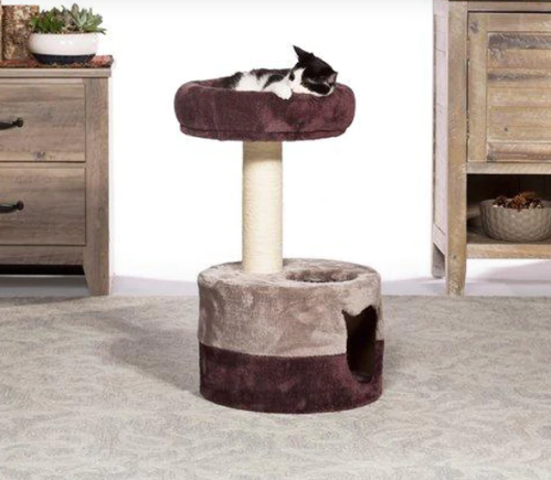 كيتي كينج سرير وخداشة للقطط مع سرير وبيت لون بني