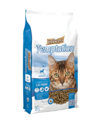 برينسيس تمبتيشن طعام جاف للقطط لدعم صحة الجهاز الهضمي بنكهة الدجاج 2 كيلو