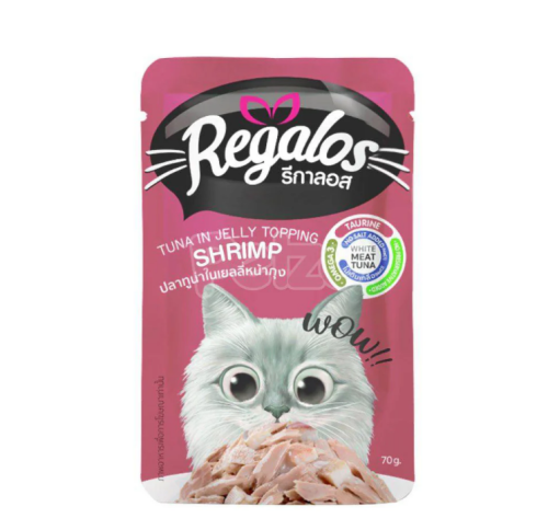 ريقالوس طعام رطب للقطط البالغة بنكهة التونة مع الروبيان في الجيلي 70g