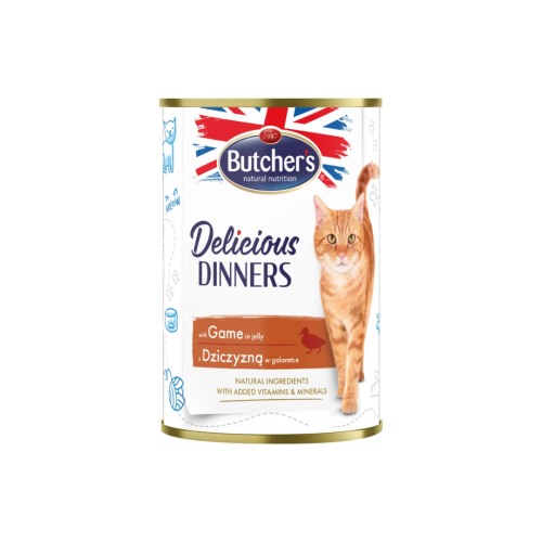 بوتشرز العشاء اللذيذ قطع لحم الطرائد في جيلي طعام رطب للقطط 400 جرام