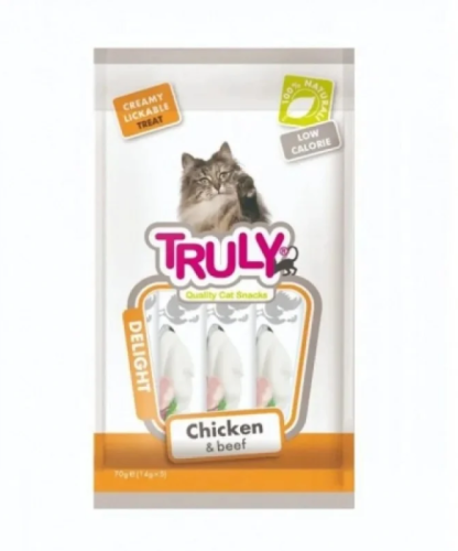 ترولي مكافأة ممتعة للقطط دجاج ولحم بقر 70g