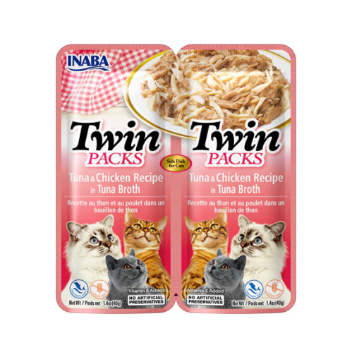 إينابا توين باك وصفة التونة والدجاج في مرق التونة طعام رطب للقطط 2 × 40 جرام