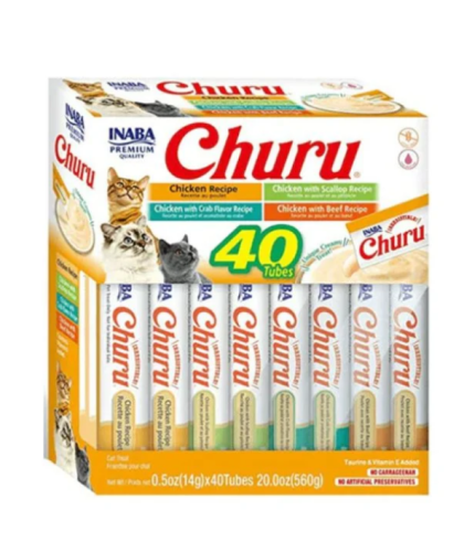 اينابا تشورو تشكيلة مكافآت للقطط من نكهات الدجاج 40*14 جرام