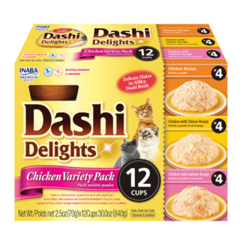 اينابا داشي ديلايتس طعام رطب للقطط بنكهات منوعة من الدجاج 70*12غ