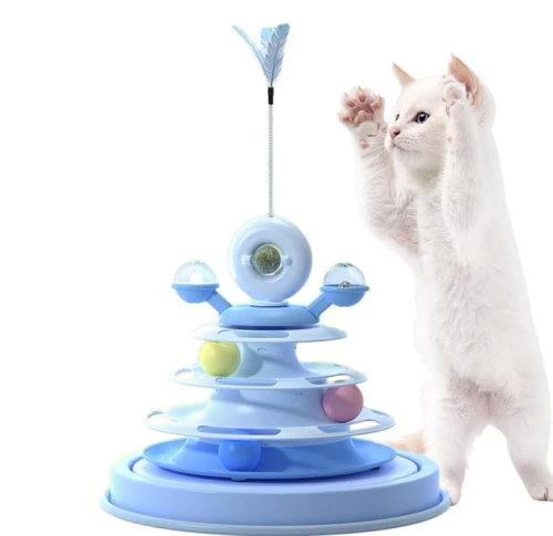 لعبة ادوار مع جرس واضاءة وكات نيب للقطط الوان متعددة