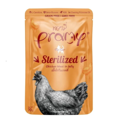 برامي طعام رطب للقطط المعقمة بنكهة الدجاج في الجيلي 70غ
