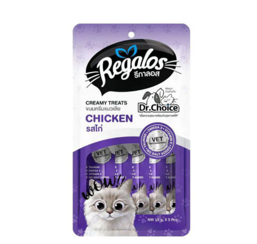 ريقالوس مكافآت كريمية للقطط بنكهة الدجاج 15gx5