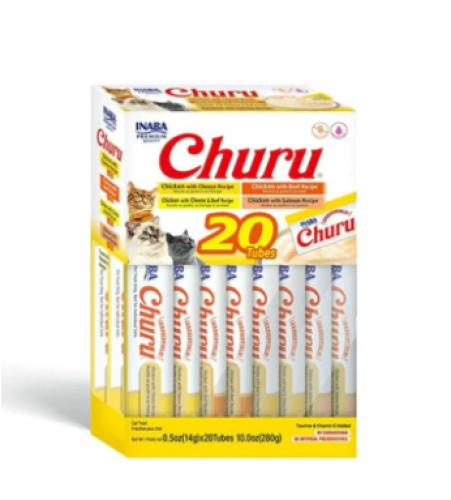 اينابا تشورو تشكيلة مكافئات للقطط من نكهات الدجاج واللحم البقري 20*14 جرام