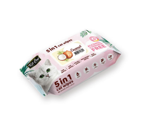 كت كات مناديل معطرة للقطط 5 في 1 برائحة جوز الهند 80 منديل