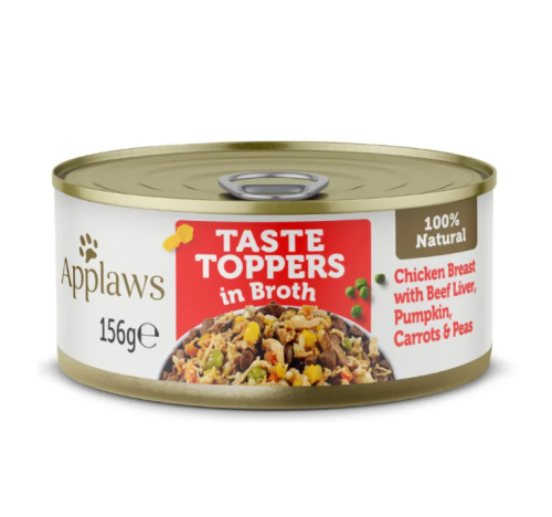 ابلاوز طعام رطب للكلاب بنكهة الدجاج واللحم البقري مع الأرز بالمرق 156غ