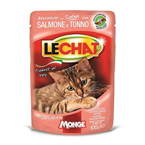 لي تشات طعام رطب للقطط بالتونة والسالمون 100g