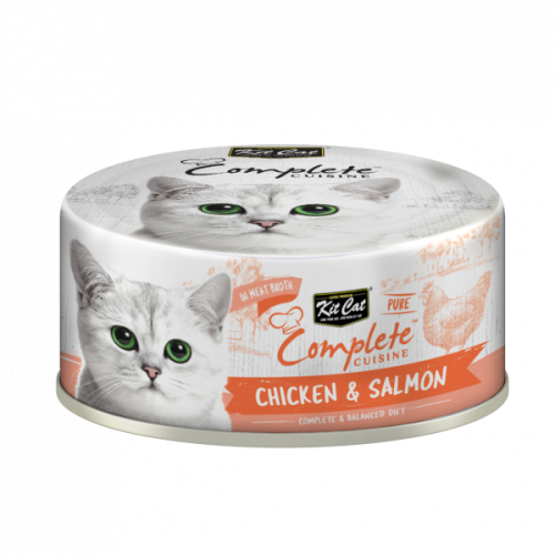 كت كات كومبليت كوزين طعام رطب للقطط بنكهة الدجاج والسالمون في المرق 70g