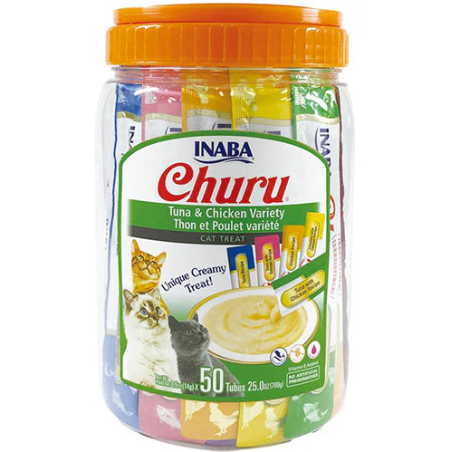 اينابا تشورو مكافات للقطط بنكهة الدجاج والتونة 50×14غ