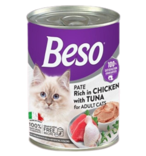 بيسو معلبات بالدجاج والتونة للقطط البالغة 400g