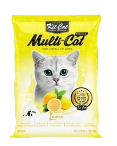 كت كات ملتي كات رمل للقطط برائحه الليمون 30 لتر