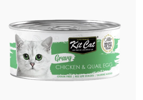 كت كات جرايفي معلبات للقطط بالدجاج و بيض السمان بالمرق 70g