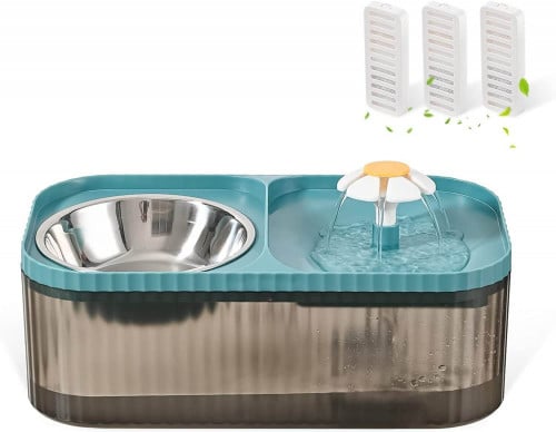 نافورة مياه مع صحن طعام للقطط 3 لتر